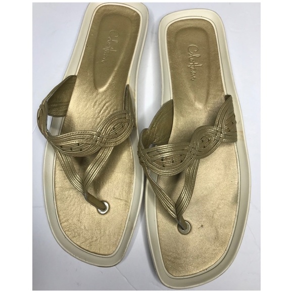 COLE Haan Gold Thong Sandals - Picture 1 of 6